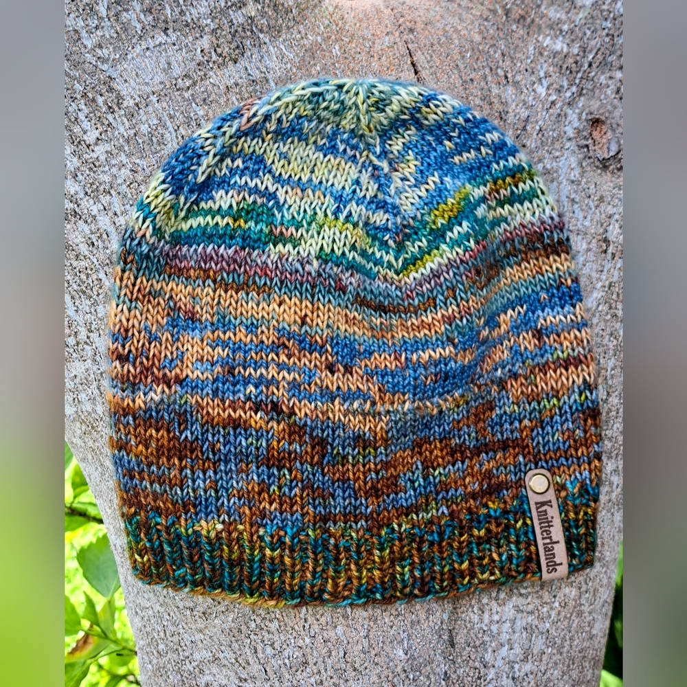 Hand Knit Beanie Hat Stocking Cap Multicolor Pattern Luxury Premium Wool Blend